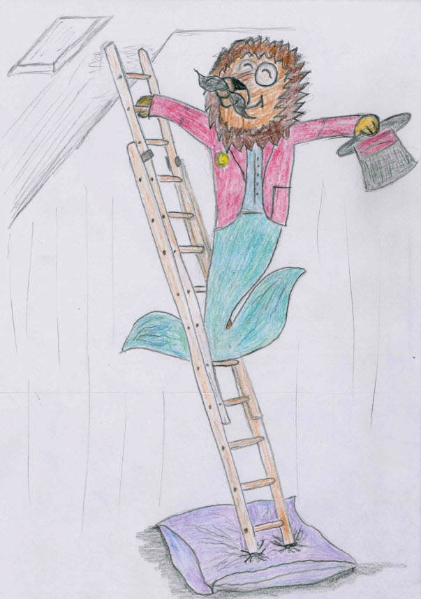 The Dandy Lion on Mr Sharp's Ladder