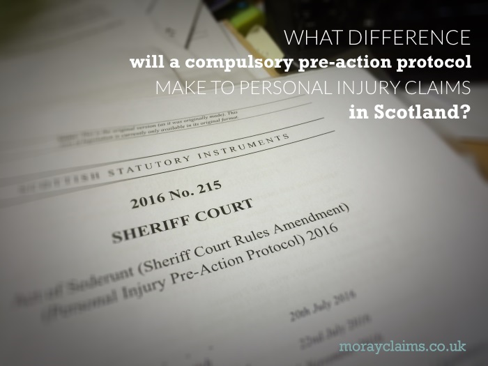 Scottish Statutory Instrument bringing in compulsory Personal Injury Pre-Action Protocol 2016